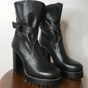Zara leather heeled boots